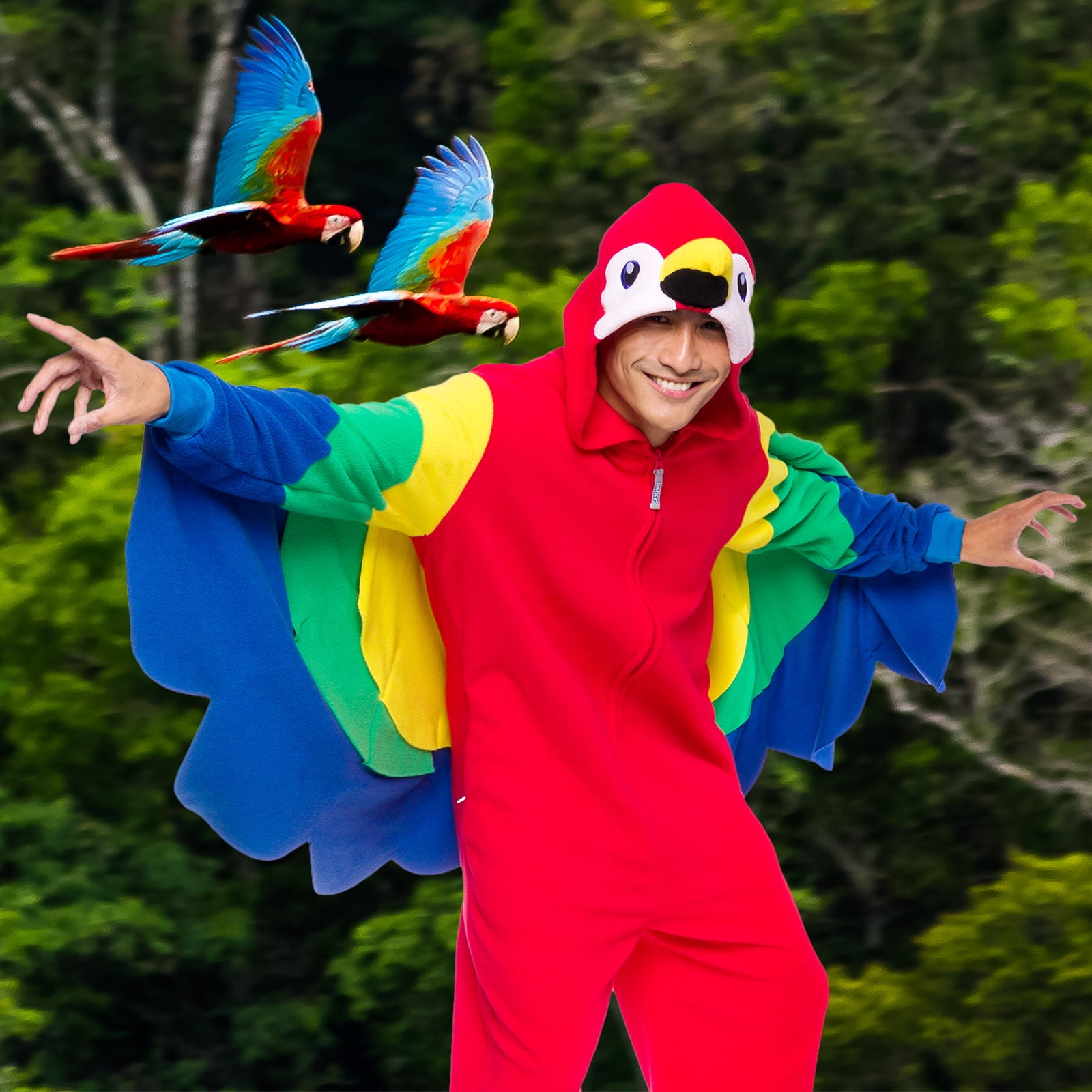 Parrot One Piece - Plush Adult Bird Animal Costume Jumpsuit by FUNZIEZ! (Red, Large) - Walmart.com
